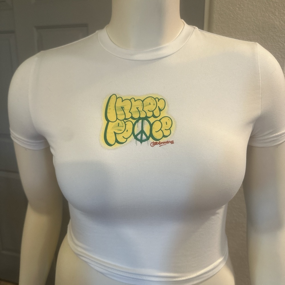 White Inner Peace Crop Top